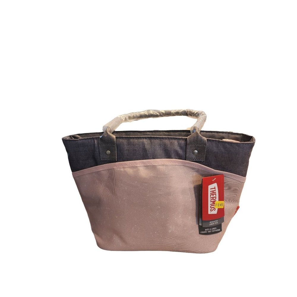 Thermos Lunch Bag Pink Brown Insulated Lunch Tote BPA PVC Free Front Pouch 13" x